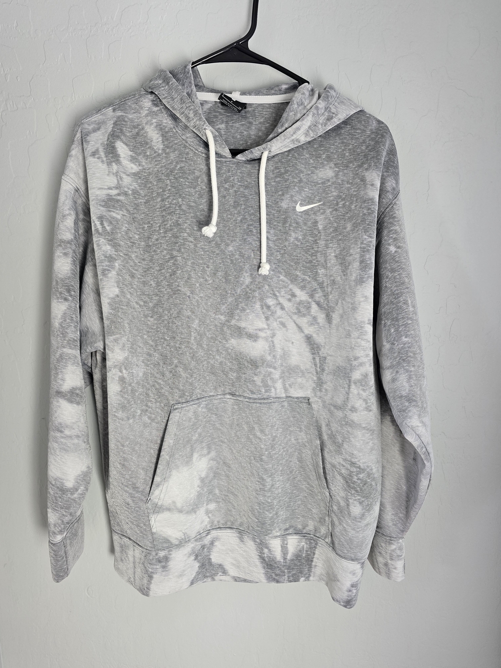 Nike Gray Tie-Dye Pullover Hoodie with White Swoosh